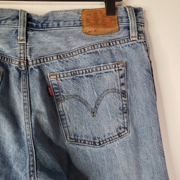Levi's 501 CT Distressed Button Fly‎ Jeans 28x28 Leather Patch - Picture 7 of 10